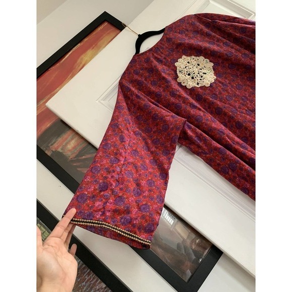 Milan Fashions India Urban Casual Medoum Maxi Long Dress Half Sleeve Leaves Boho - Picture 9 of 9